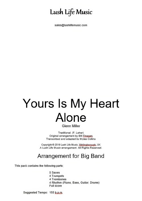 Yours is My Heart Alone (Jazz Ensemble - Score and Parts)
