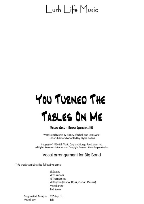 You Turned the Tables on Me (Vocal Solo with Jazz Ensemble - Score and Parts)