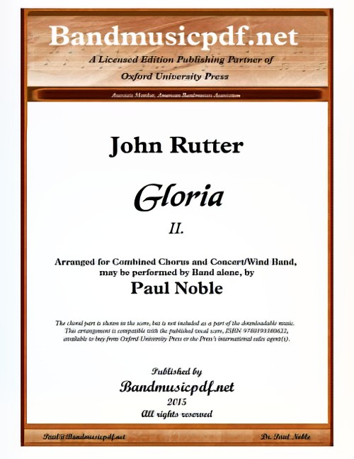 Gloria, Movement II (Concert Band with opt. Choir - Score and Parts)
