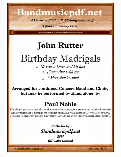 Birthday Madrigals (Concert Band with opt. Choir - Score and Parts)