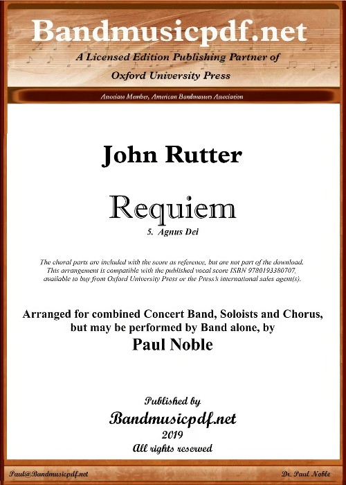 Agnus Dei (from Requiem) (Concert Band with Optional Choir - Score and Parts)