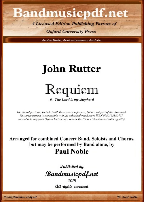 The Lord is My Shepherd (from Requiem) (Concert Band with Optional Choir - Score and Parts)