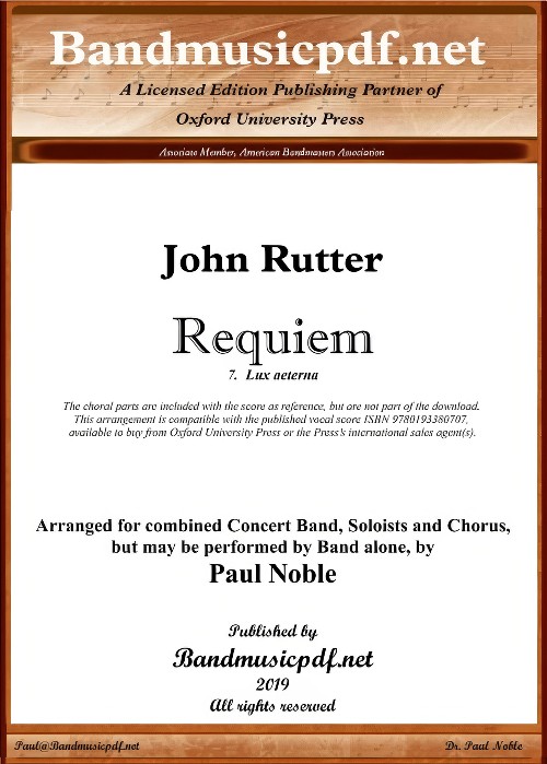 Lux Aeterna (from Requiem) (Concert Band with Optional Choir - Score and Parts)