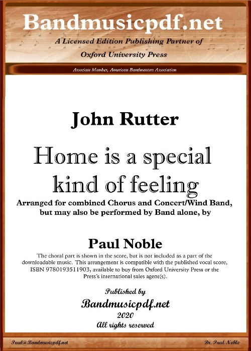 Home is a Special Kind of Feeling (Concert Band with Optional Choir - Score and Parts)