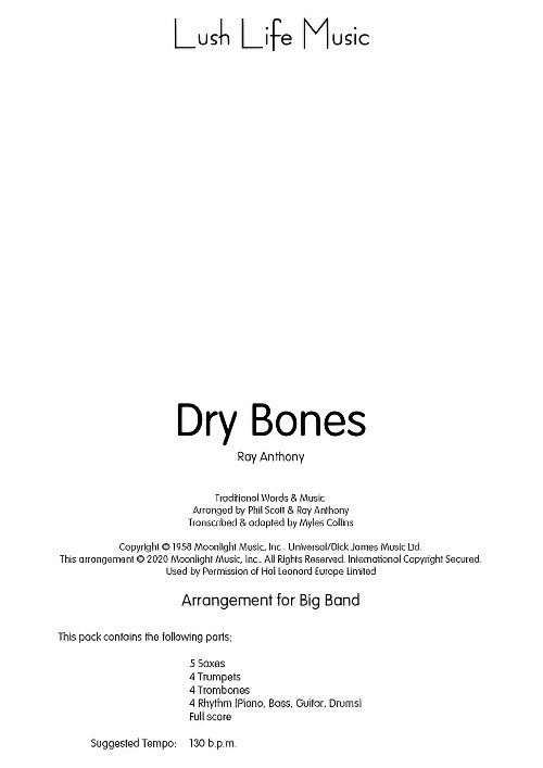 Dry Bones (Jazz Ensemble - Score and Parts)
