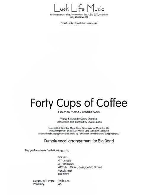 Forty Cups of Coffee (Vocal Solo with Big Band - Score and Parts)
